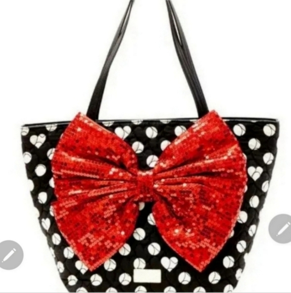 RARE Htf Betsey johnson polka dot huge sequin bow bag
